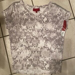 Jennifer Lopez Sleeveless Snake Skin Top Embellished With Rhinestones White/Gray